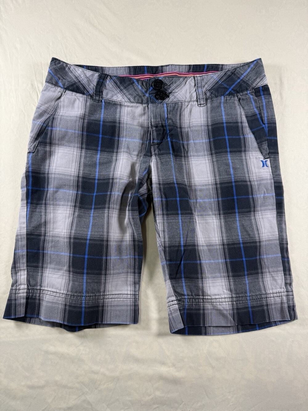 HURLEY Womens Size 7 BLue/Grey Chino Shorts Style Casual